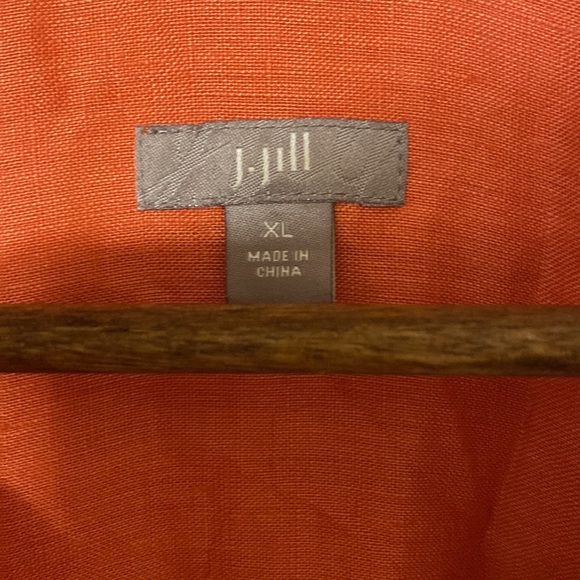 J. Jill 100% Linen Long Sleeve Button Down Tunic in Coral Orange - Picture 6 of 11